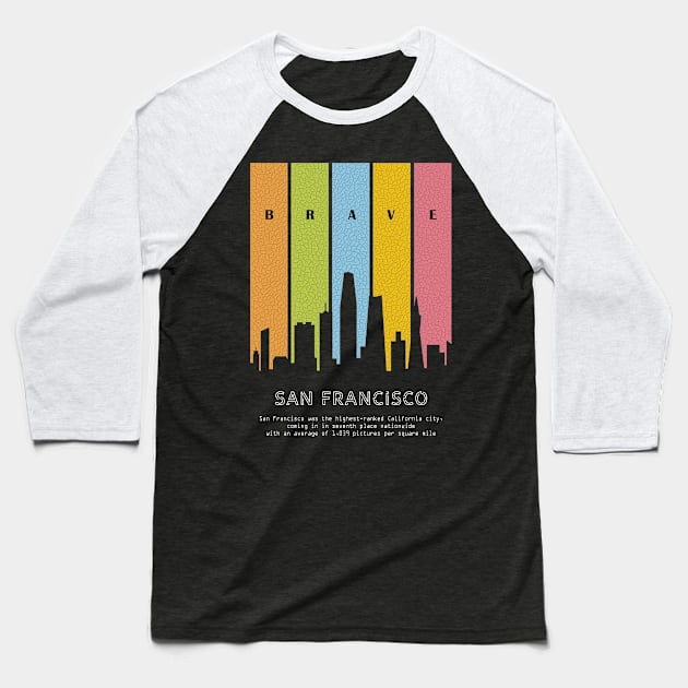 skyline city of san francisco Baseball T-Shirt by Martincreative